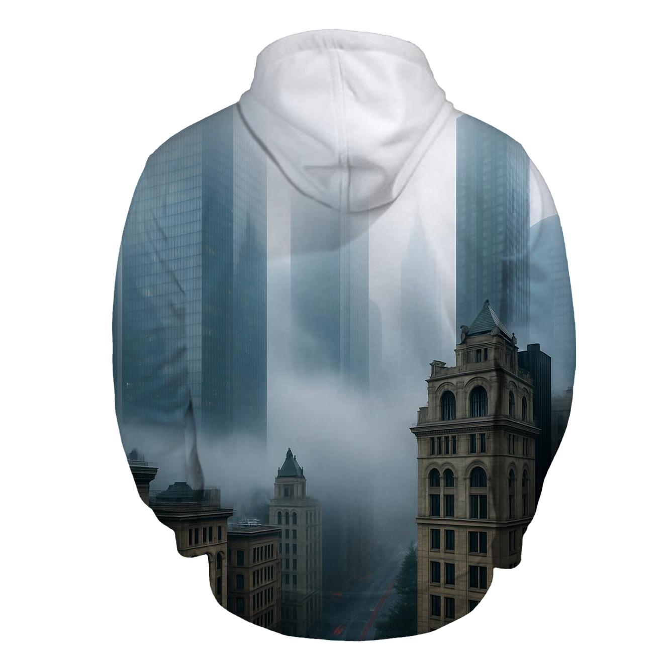 Fog Rolling Over The Financial District printed hoodies