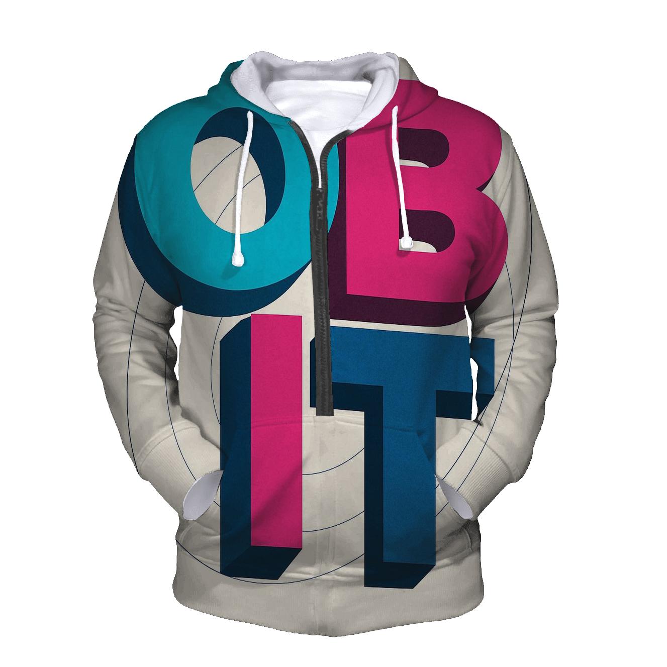 Prismatic Orbit Typography lightweight hoodies
