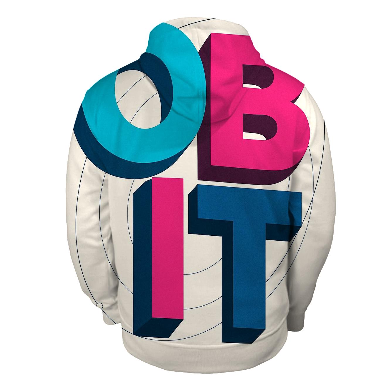 Prismatic Orbit Typography lightweight hoodies