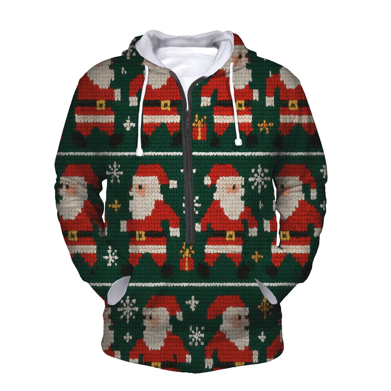 Retro Santa Pixel Parade Design embroidered hoodies