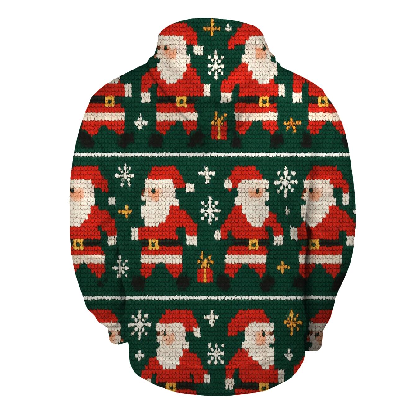 Retro Santa Pixel Parade Design embroidered hoodies