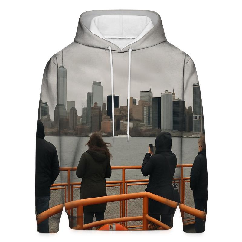 Overcast Noon From Staten Island Ferry Deck embroidered hoodies