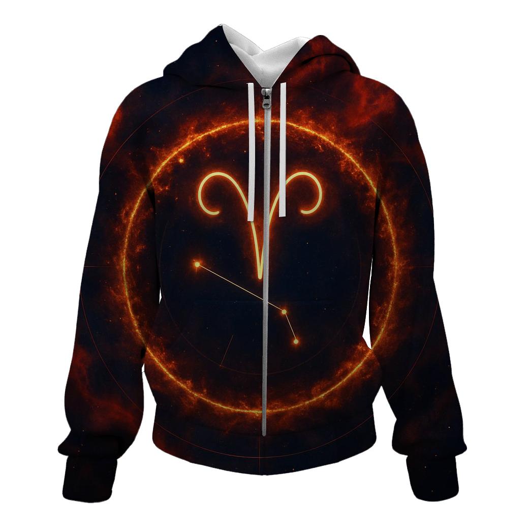 Luminous Aries Fire Gateway zip-up hoodies