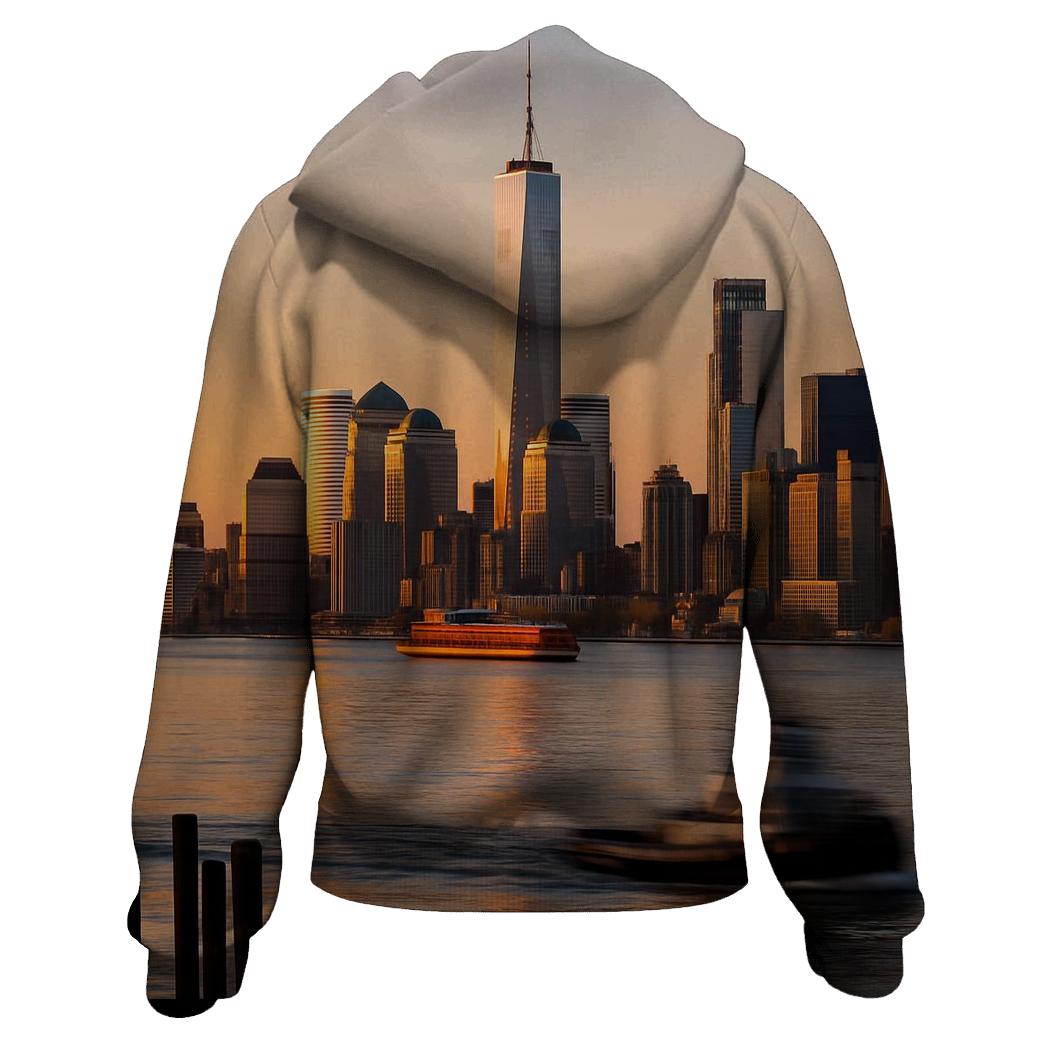 Harbor Dawn Over Lower Manhattan zip-up hoodies
