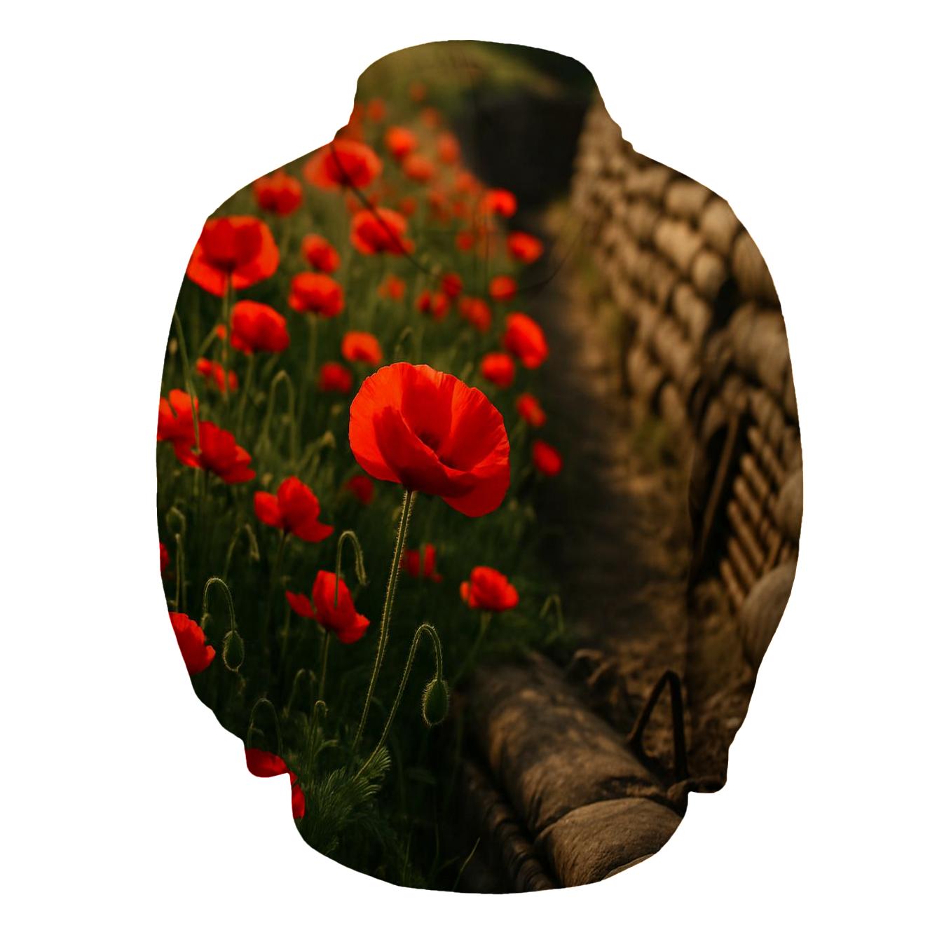 Wild Poppies Along The Old Trenches embroidered hoodies