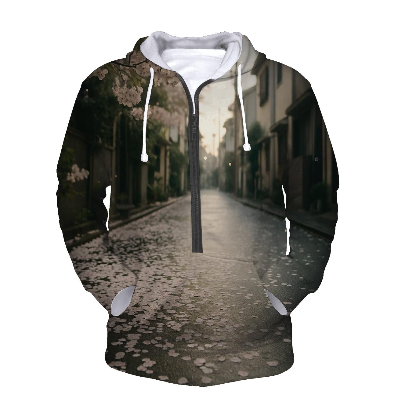 Cherry Blossom Petals On A Tokyo Side Street heavyweight hoodies