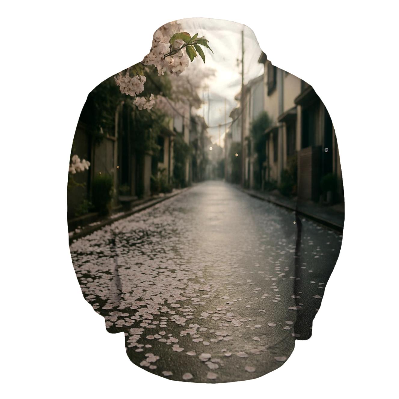 Cherry Blossom Petals On A Tokyo Side Street heavyweight hoodies