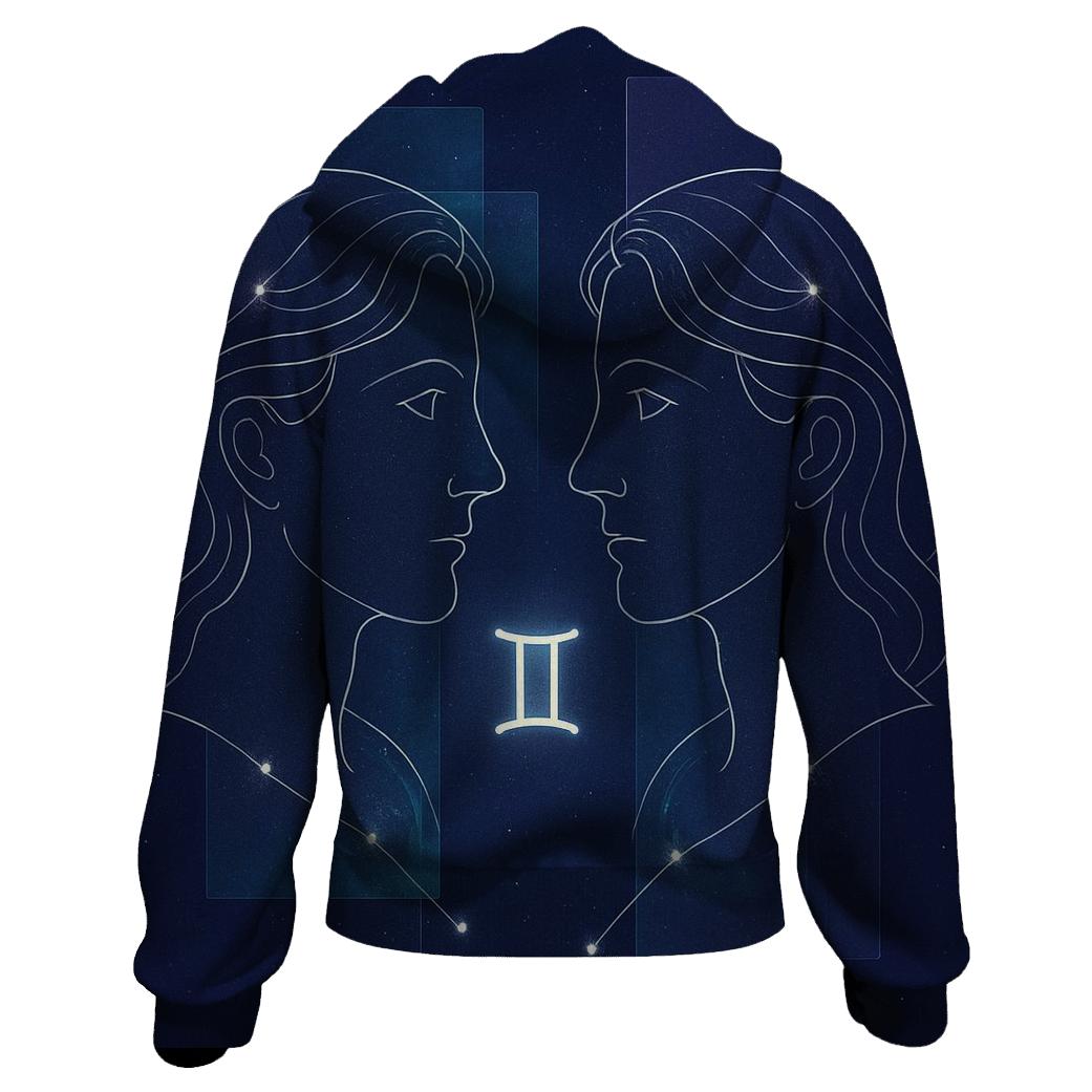 Gemini Twin Stars Mirror Portal zip-up hoodies