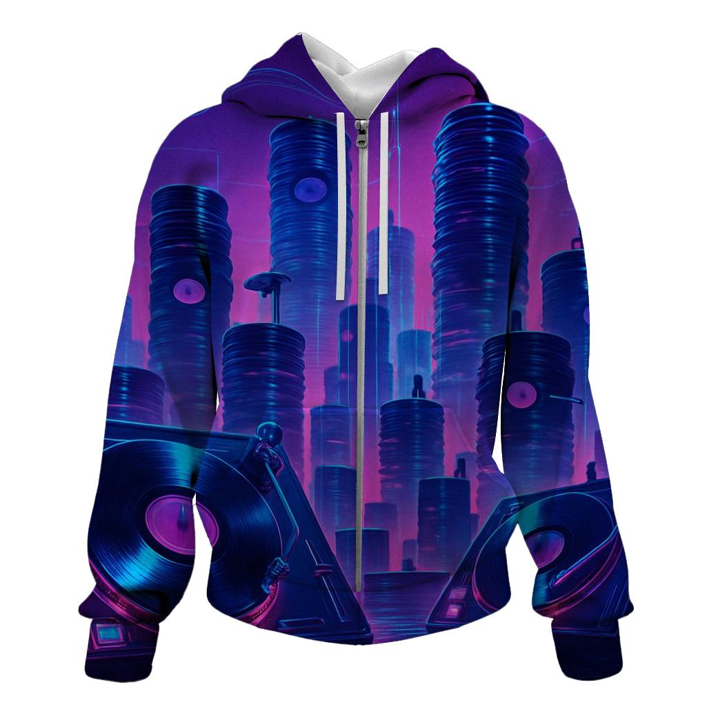 Neon Vinyl Skyline heavyweight hoodies