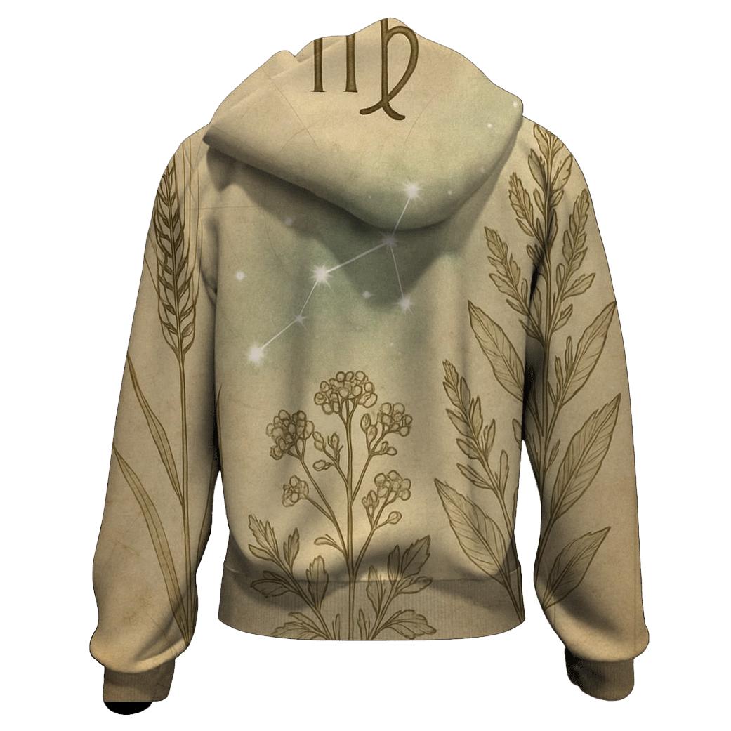 Virgo Starlit Herbarium Chart designer hoodies