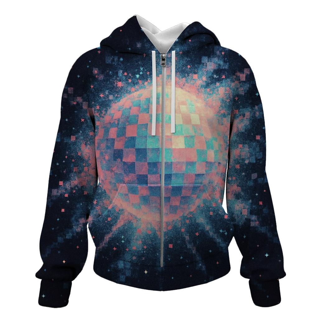 Pixel Disco Nebula zip-up hoodies