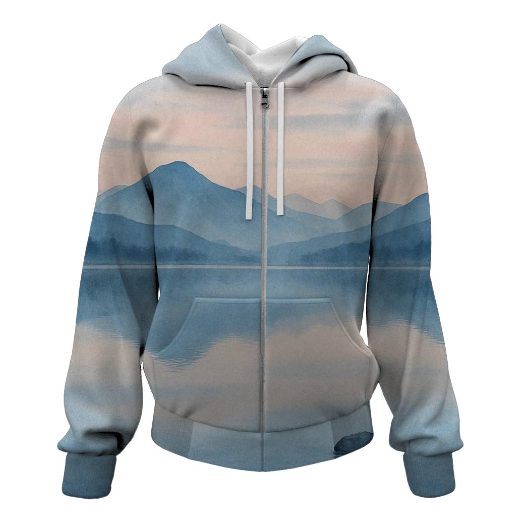 Mountain Mirror Stillness zip-up hoodies