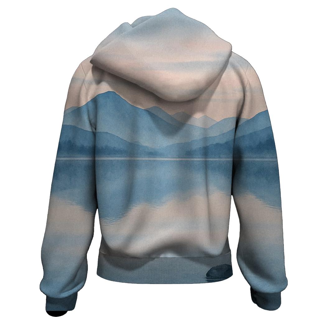 Mountain Mirror Stillness zip-up hoodies