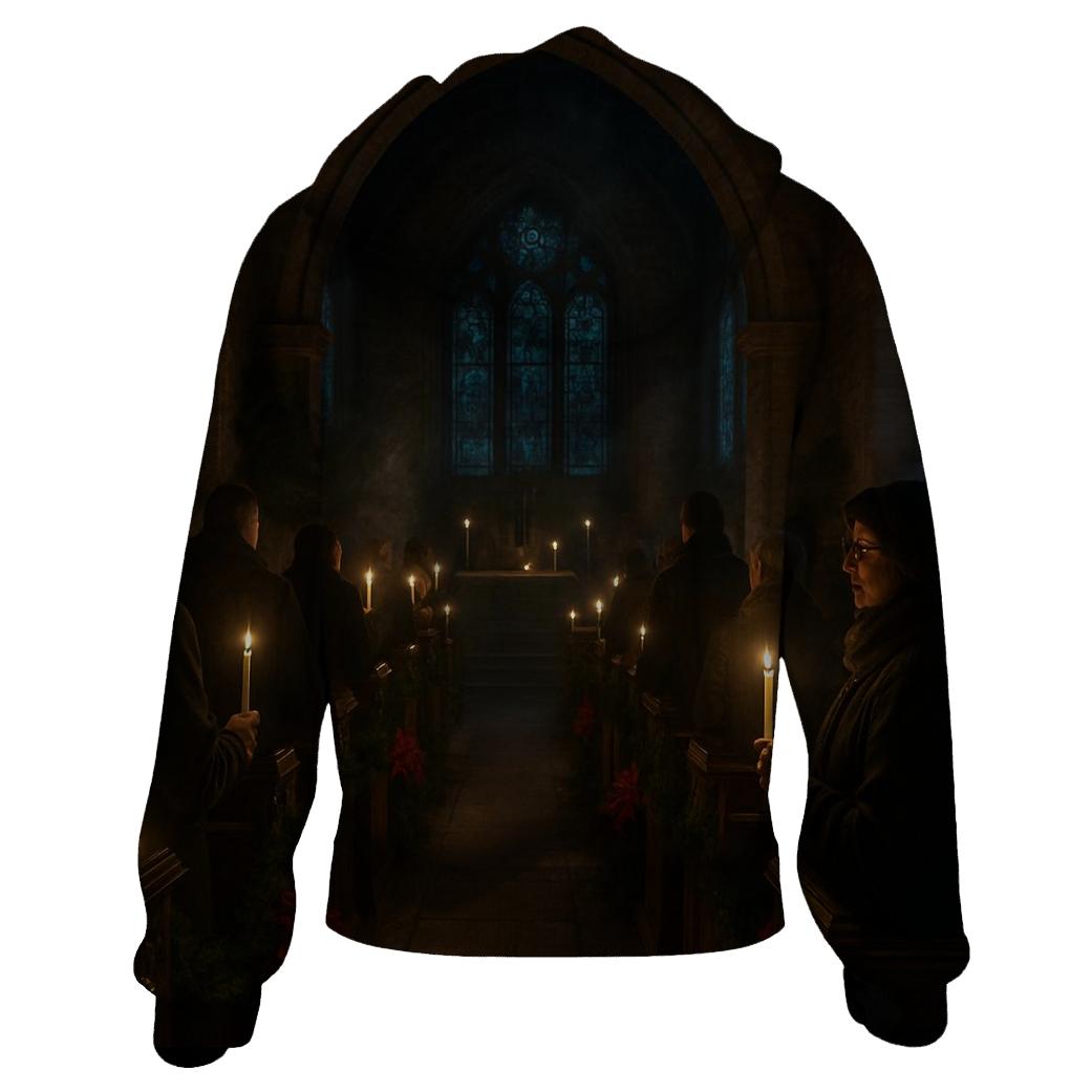 Quiet Midnight Mass Candle Procession zip-up hoodies