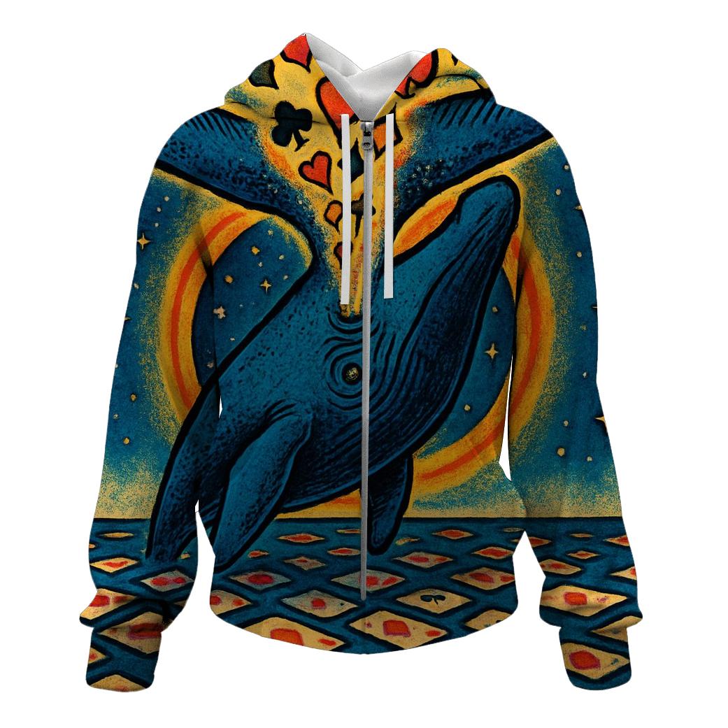 Card Suits Carnival Whale embroidered hoodies