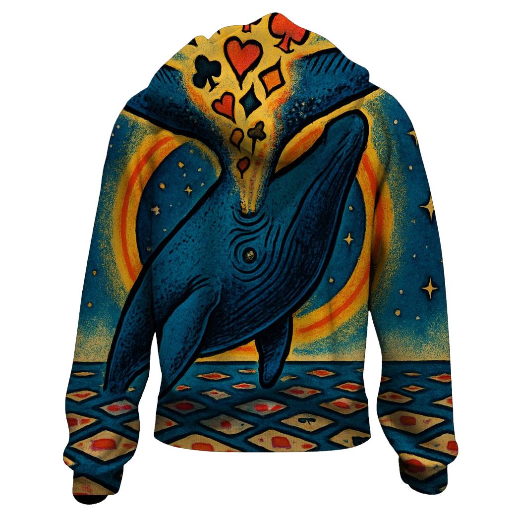 Card Suits Carnival Whale embroidered hoodies