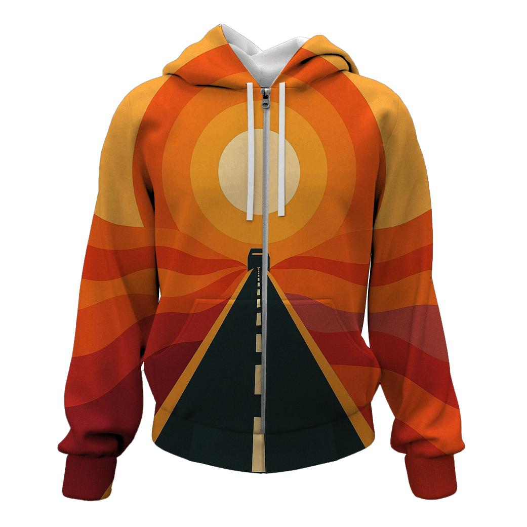 Psychedelic Desert Highway Mirage zip-up hoodies
