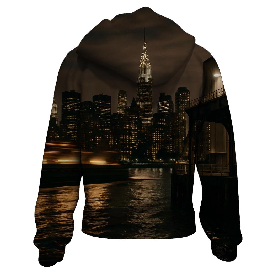 Nocturnal Cargo Barge On The East River custom hoodies