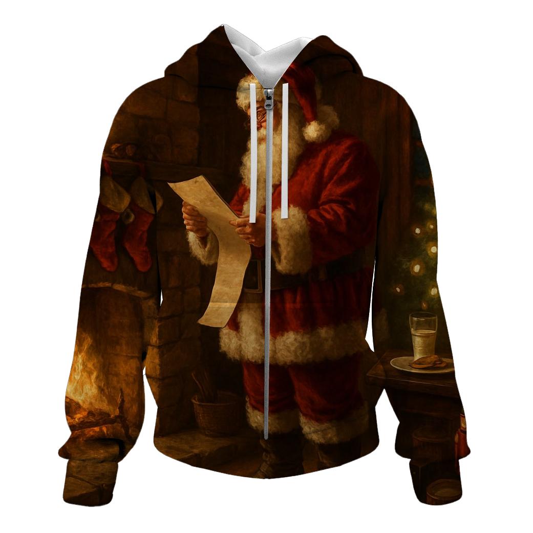 Santa By The Hearth Checking His List custom hoodies