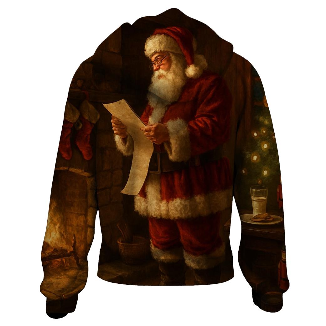 Santa By The Hearth Checking His List custom hoodies