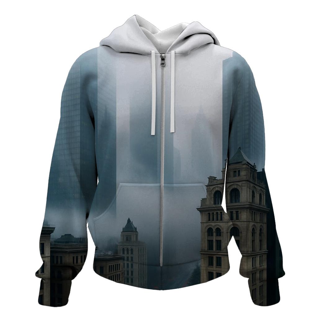 Fog Rolling Over The Financial District zip-up hoodies