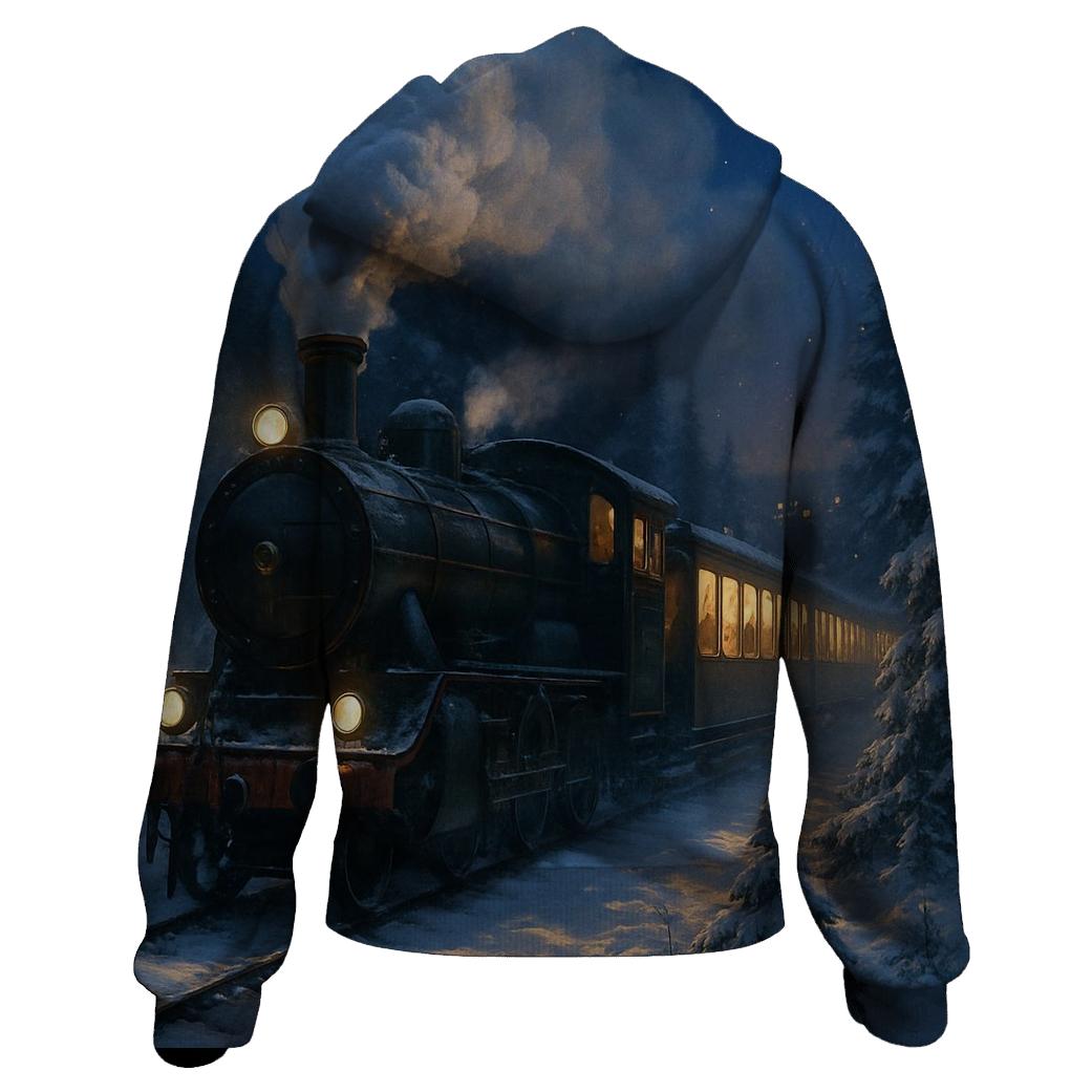 Christmas Train Through The Pine Forest lightweight hoodies