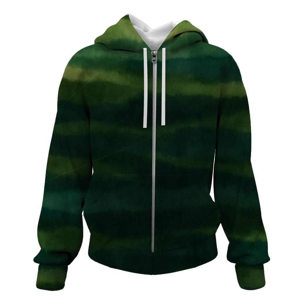 Overdye Forest Ripple Panel printed hoodies