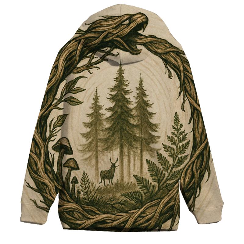 Forest Spirit Ouroboros zip-up hoodies