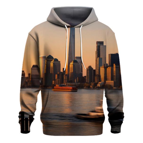 Harbor Dawn Over Lower Manhattan heavyweight hoodies