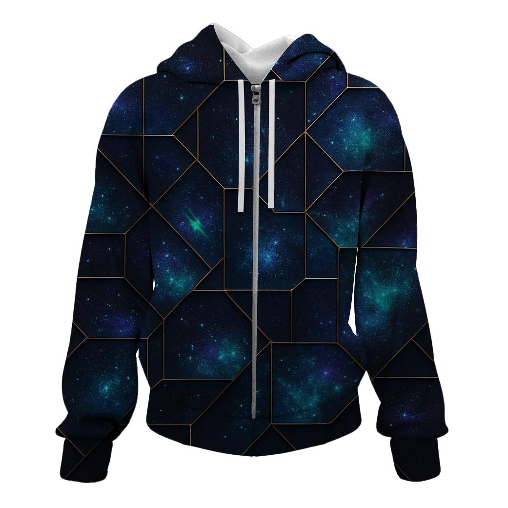 Charcoal Galaxy Grid zip-up hoodies
