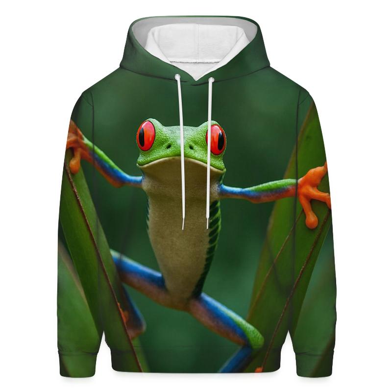 Rainforest Canopy Glide Red Eyed Tree Frog embroidered hoodies