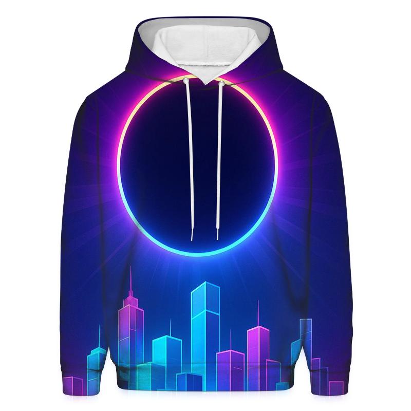 Holographic City Eclipse designer hoodies