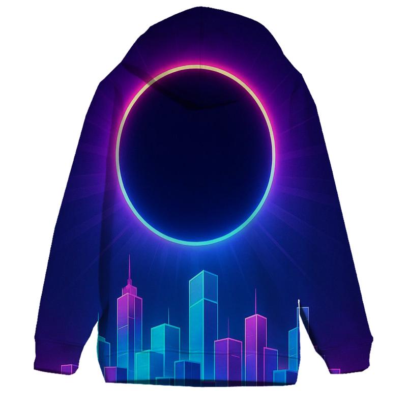 Holographic City Eclipse designer hoodies