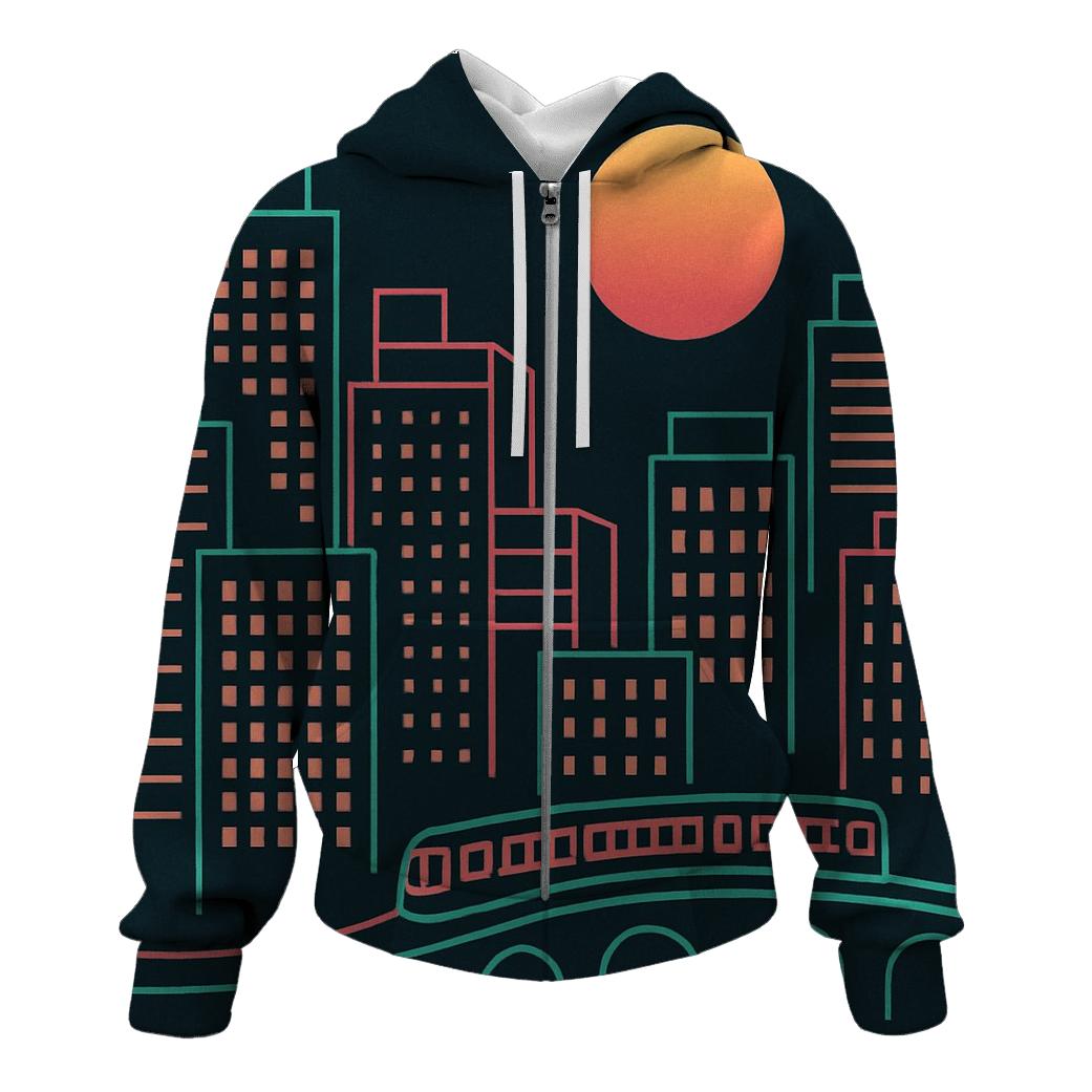 City Night Neon Skyline Groove pullover hoodies
