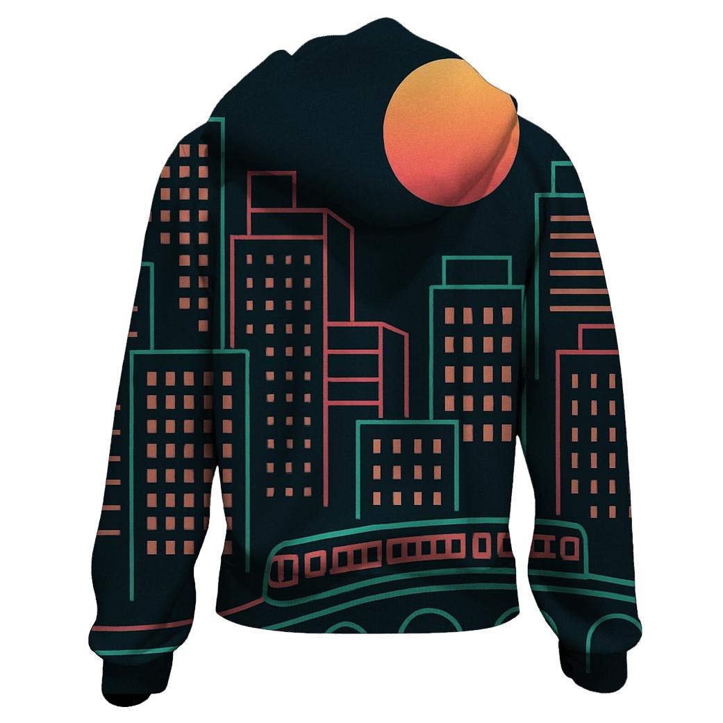 City Night Neon Skyline Groove pullover hoodies