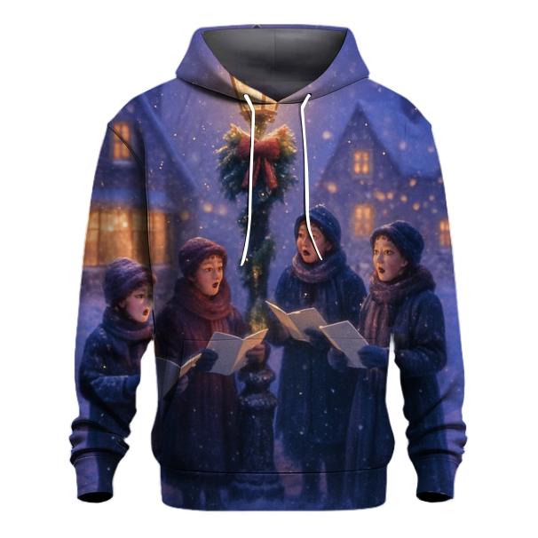 Snowy Village Carolers At Dusk zip-up hoodies