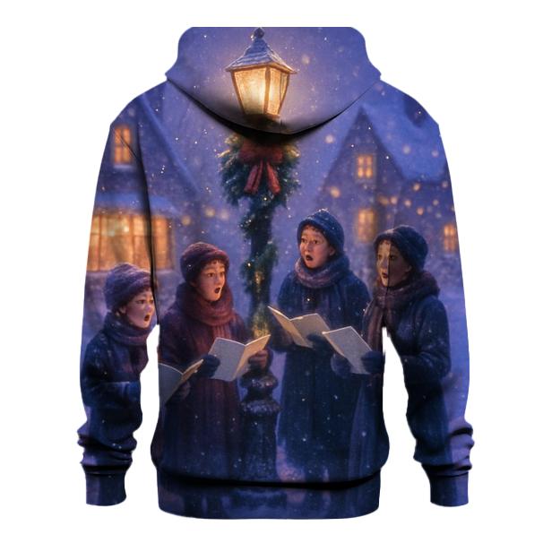 Snowy Village Carolers At Dusk zip-up hoodies