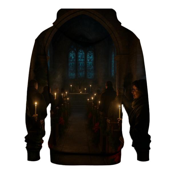 Quiet Midnight Mass Candle Procession embroidered hoodies