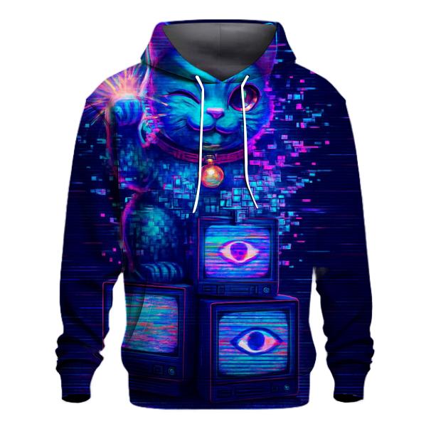 Glitchy Fortune Feline heavyweight hoodies
