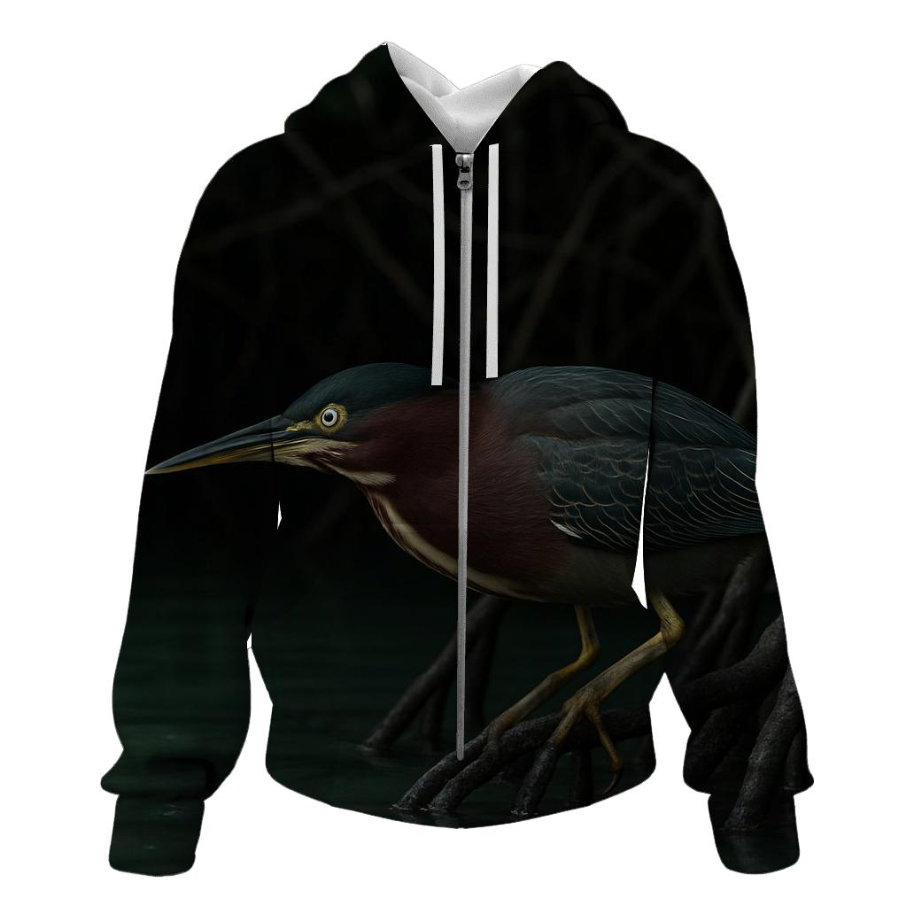 Mangrove Stalk Green Heron printed hoodies