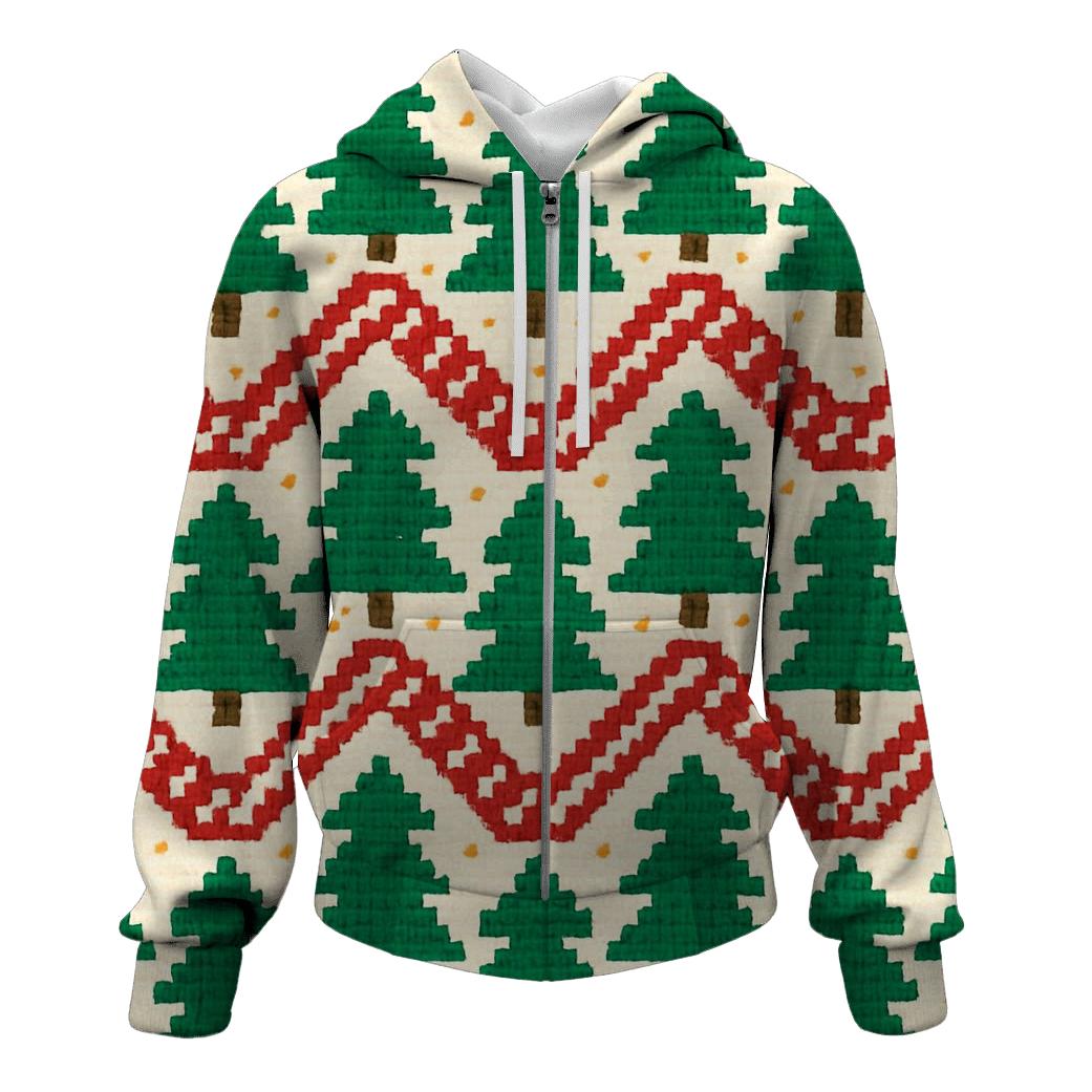 Candy Cane Zigzag Forest Design custom hoodies