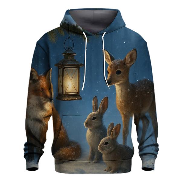 Woodland Animals Around The Christmas Lantern designer hoodies