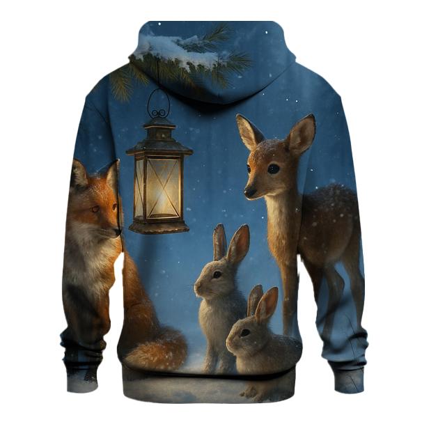 Woodland Animals Around The Christmas Lantern designer hoodies