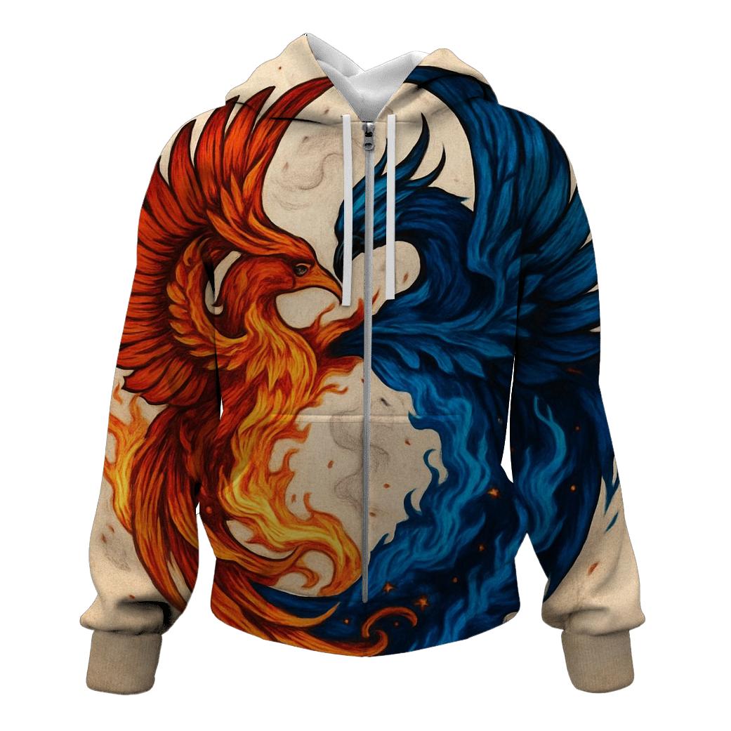 Phoenix Twin Ouroboros embroidered hoodies