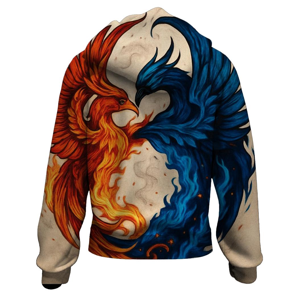 Phoenix Twin Ouroboros embroidered hoodies
