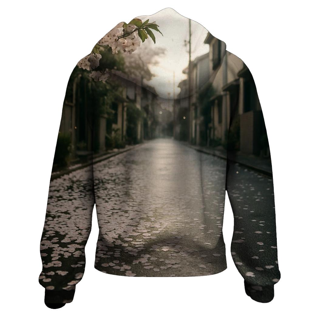 Cherry Blossom Petals On A Tokyo Side Street heavyweight hoodies