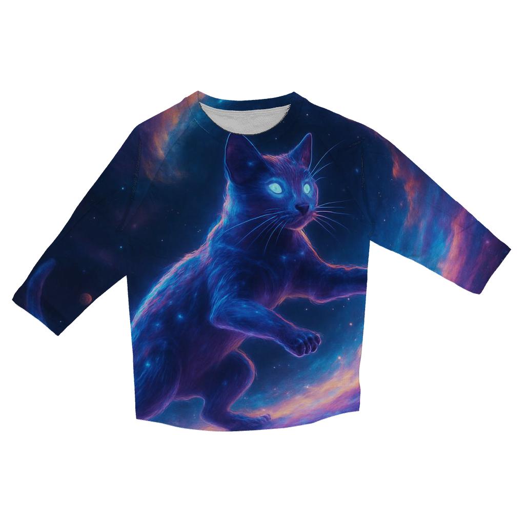 Nebula Tide Guardian Cat stylish quarter sleeve tops