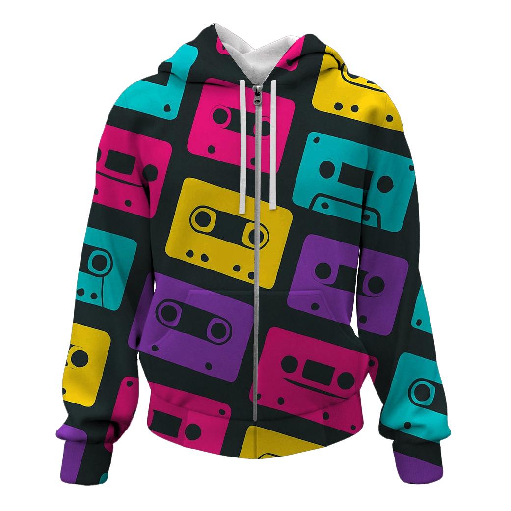 Cassette Neon Mosaic embroidered hoodies