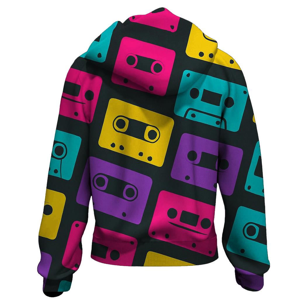 Cassette Neon Mosaic embroidered hoodies