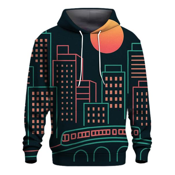City Night Neon Skyline Groove premium hoodies